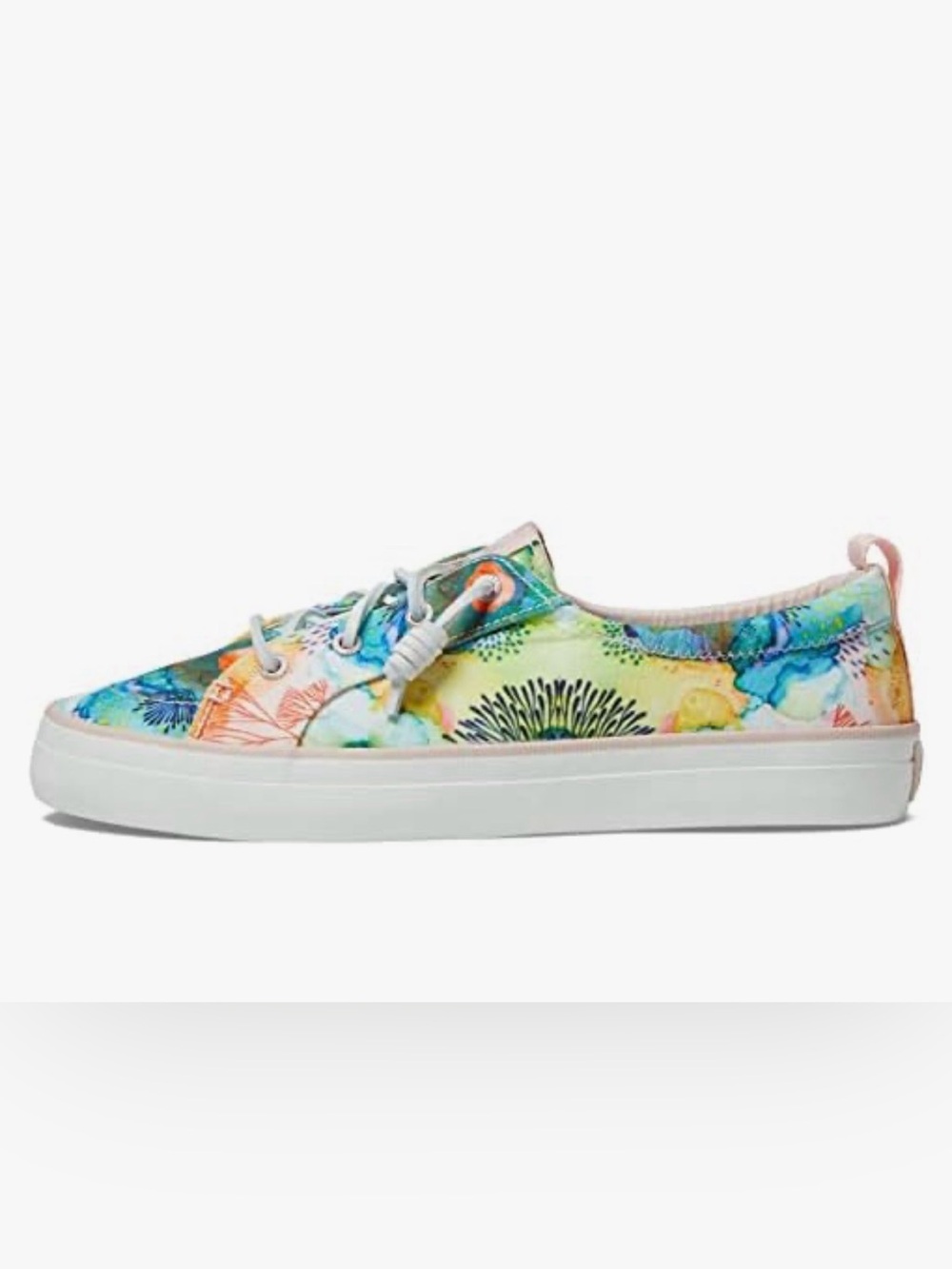 Sperry Watercolor Nature & Aquatic Theme Canvas Boat Shoe in Multi-Color Sz 8.5